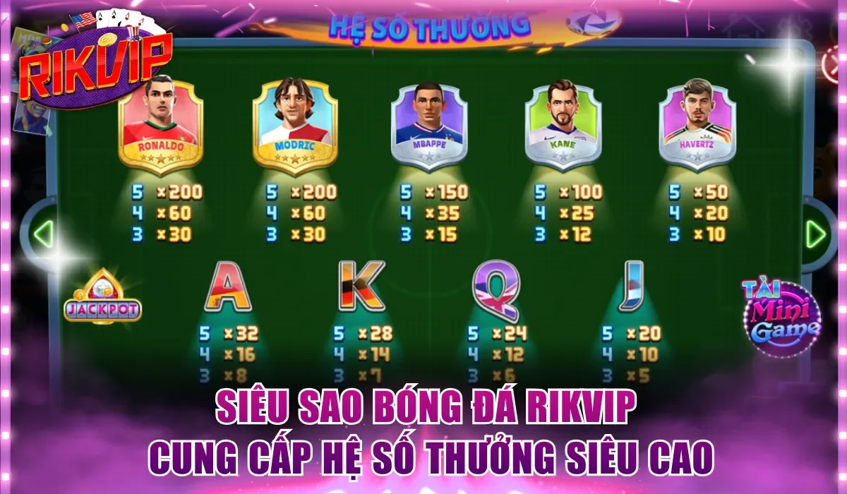 Siêu Sao Bóng Đá Rikvip cung cấp hệ số thưởng siêu cao